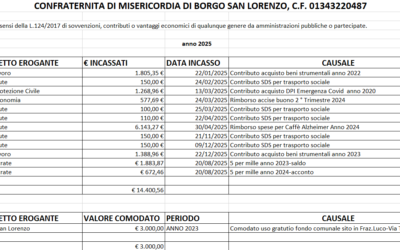 Pubblicazione contributi anno 2025